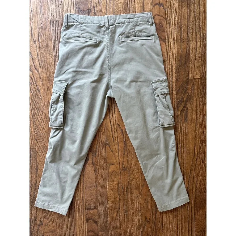 Zara Cargo Pants Women SZ 31 Olive Green Baggy Wide Leg Utility Y2K Military 90s - Picture 3 of 13